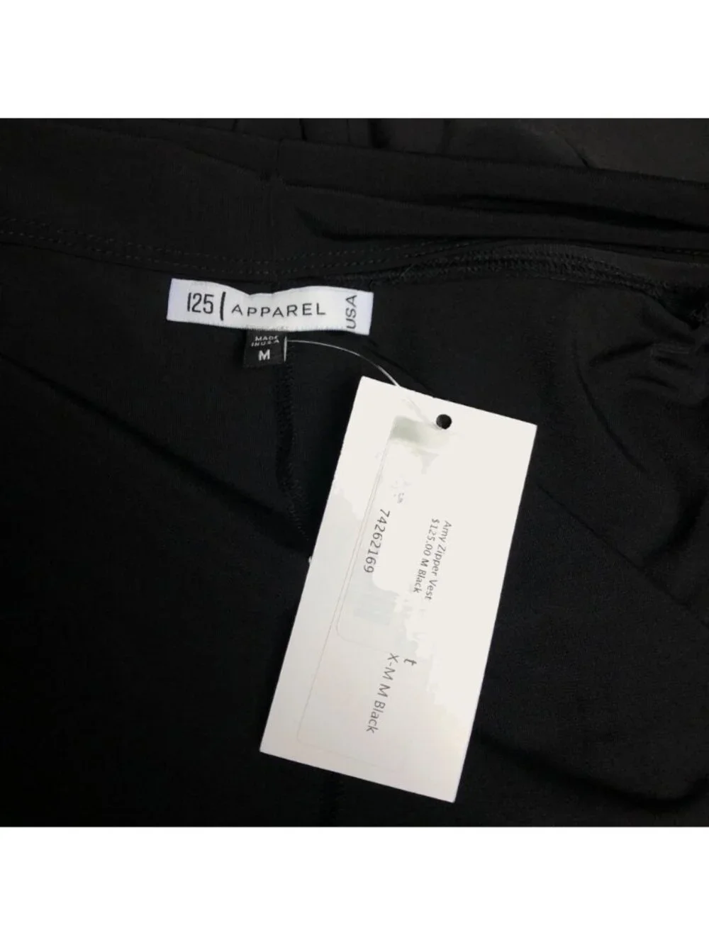125 Apparel Amy Zipper Vest Womens Sz Medium Black Sleeveless Open Cardigan NEW